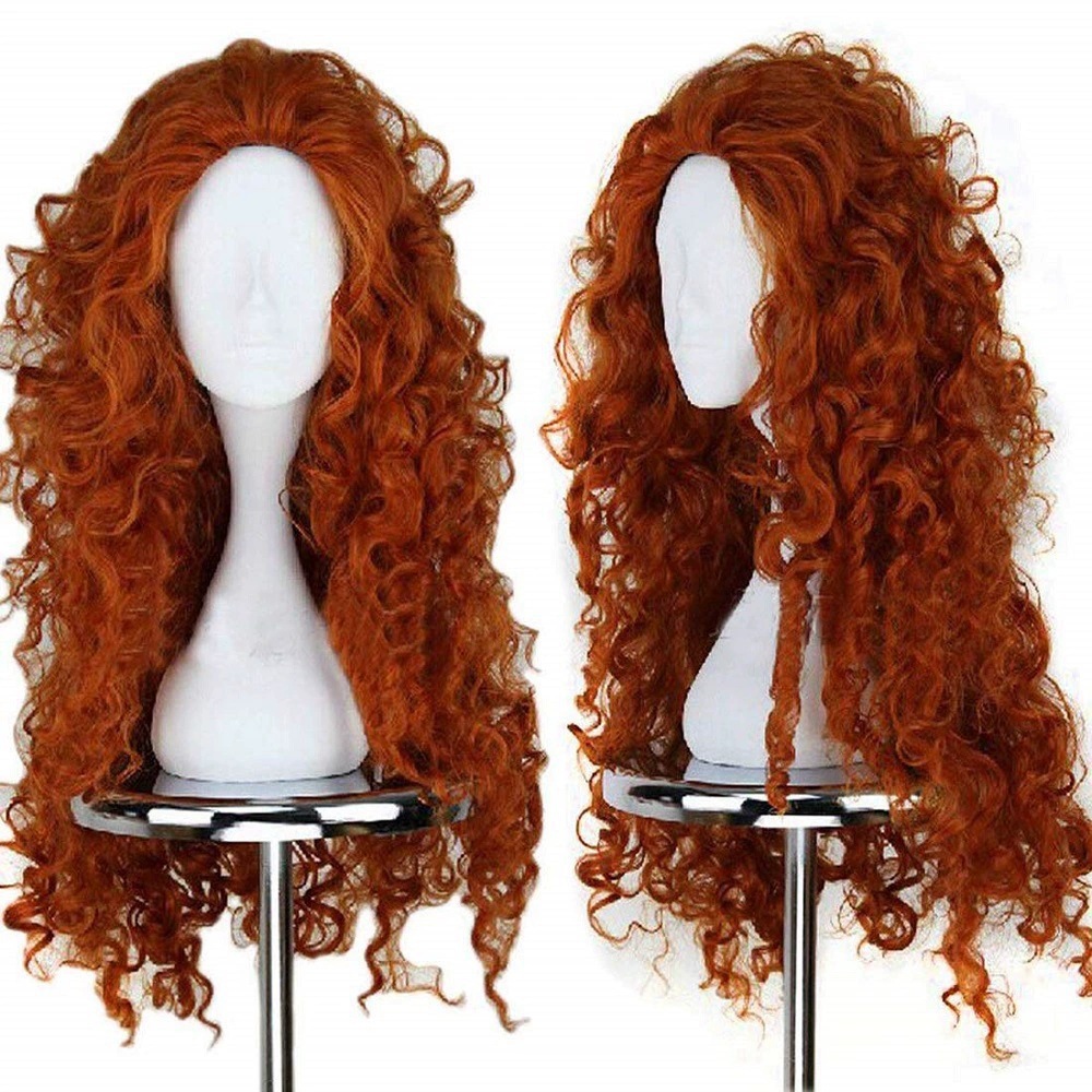 Anime Cosplay Orange Hair - Wig Rambut Keriting Oranye Panjang Cosplay