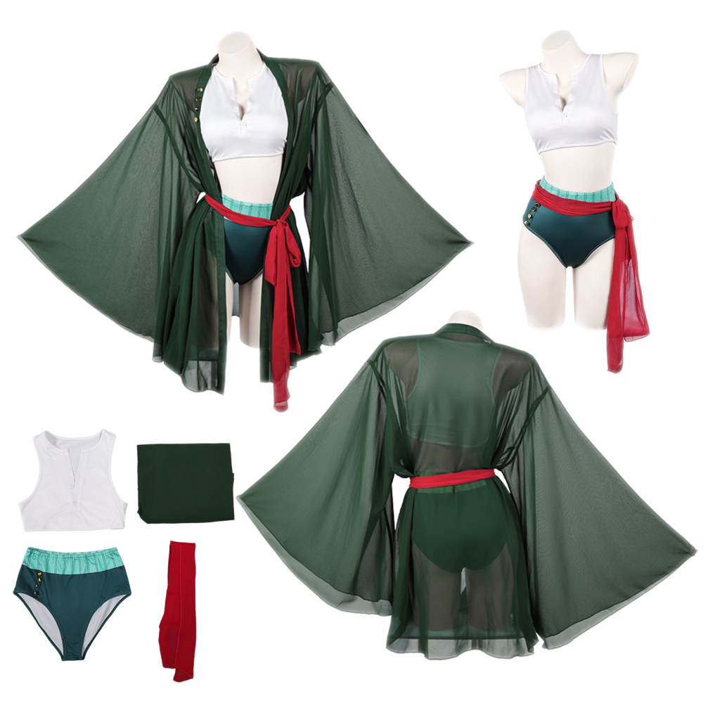 Anime Zoro Cosplay Female - Kimono Hijau Tua Cosplay Anime Pirate