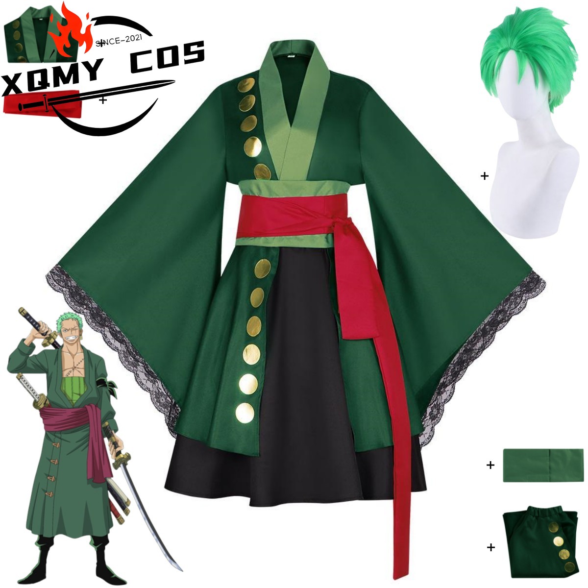 XqAnime Roronoa Zoro Kostum Co - Anime Zoro Cosplay Female ulasan dan harga